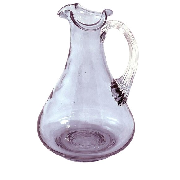 Pilgrim Amethyst Purple Blown Glass Pitcher Cruet Applied Handle Vintage 1970s - Picture 3 of 5